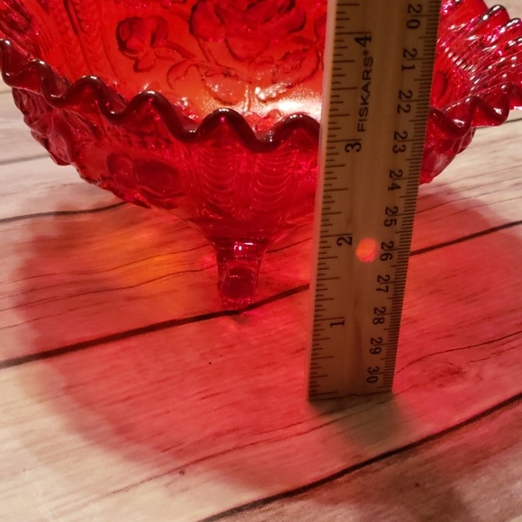 Vintage Red Rose bowl L E Smith co - Picture 4 of 8